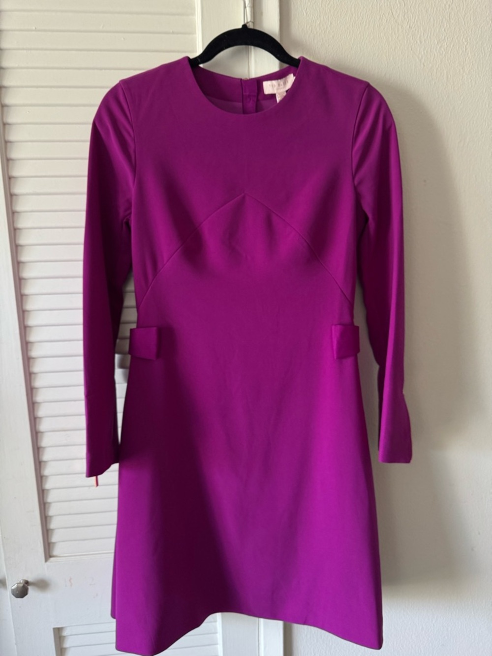 Ted Baker Women's Long-Sleeve Magenta Shift Dress size 1